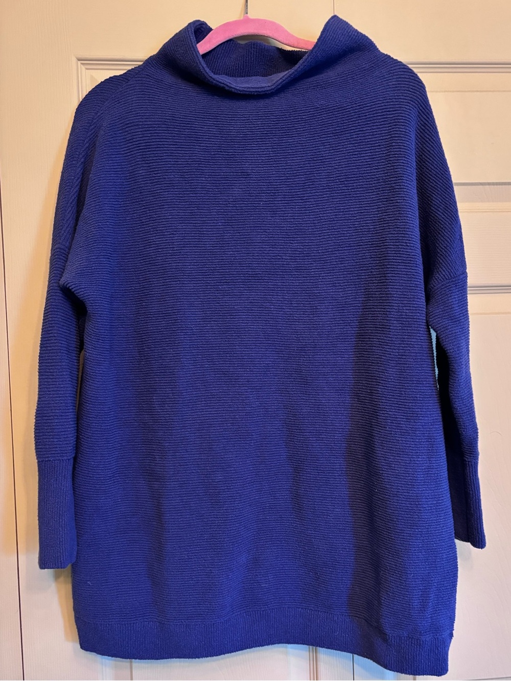 Free People Royal Blue Oversized Cowl Neck Sweater